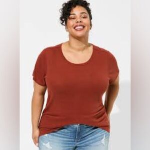 Torrid rust linen blend crew neck shirt top